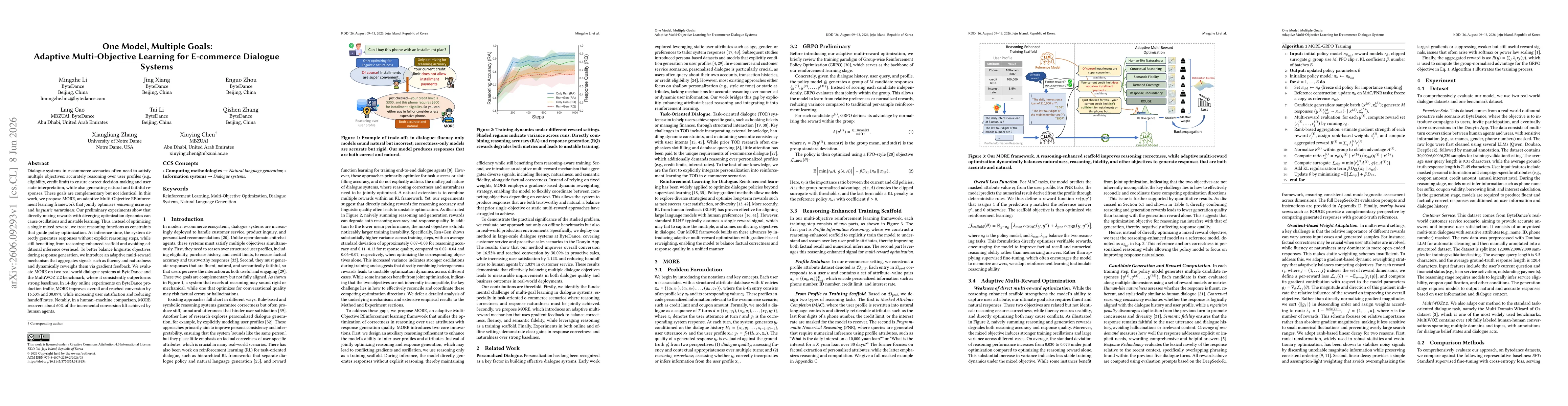 Thumbnail for One Model, Multiple Goals: Adaptive Multi-Objective Learning for E-commerce Dialogue Systems