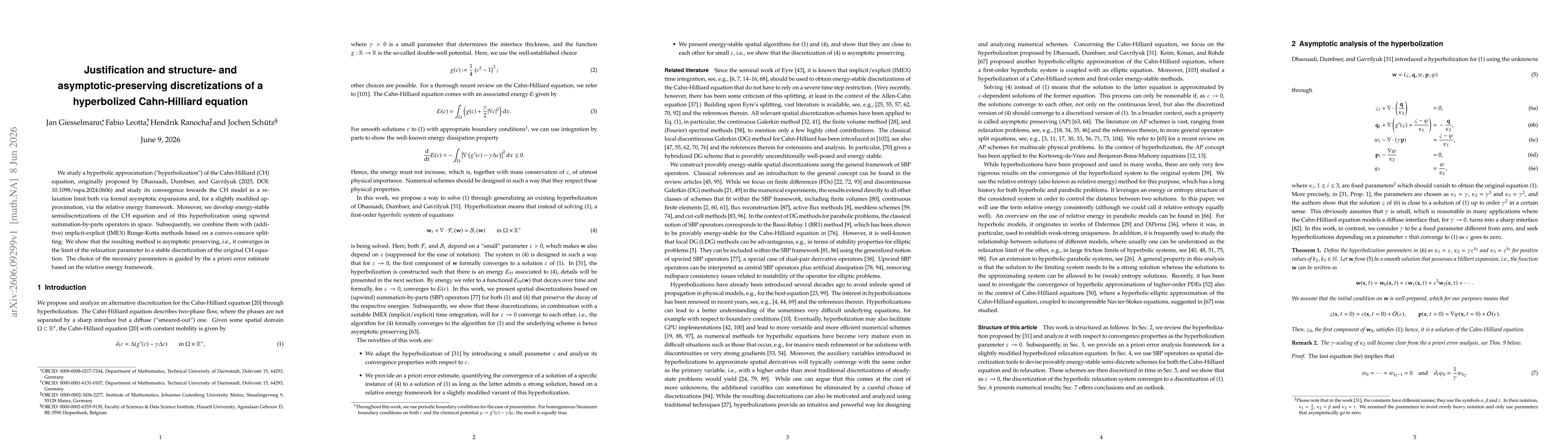 Thumbnail for Justification and structure- and asymptotic-preserving discretizations of a hyperbolized Cahn-Hilliard equation
