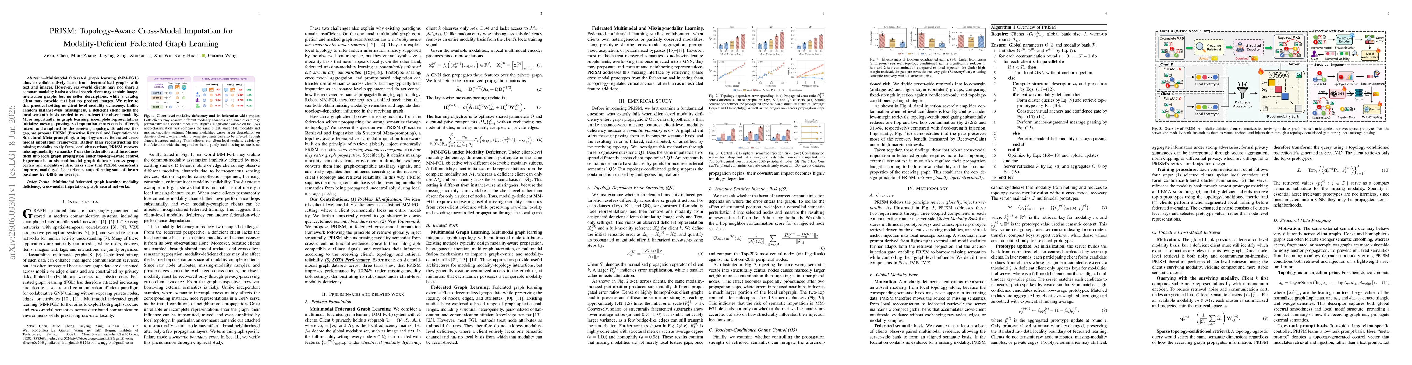 Thumbnail for PRISM: Topology-Aware Cross-Modal Imputation for Modality-Deficient Federated Graph Learning