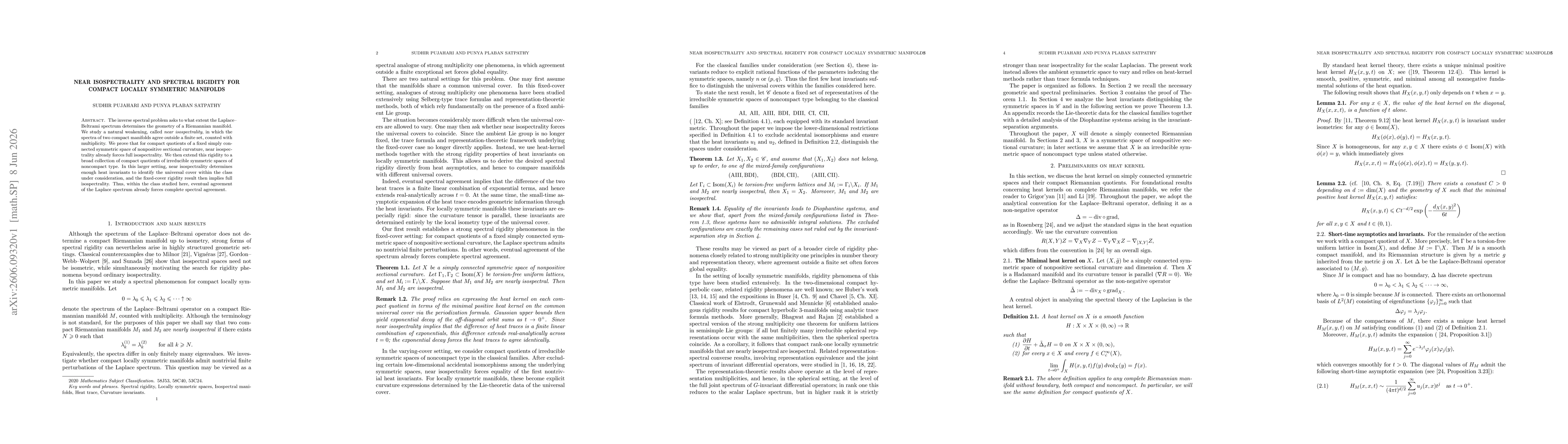 Thumbnail for Near Isospectrality and Spectral Rigidity for Compact Locally Symmetric Manifolds