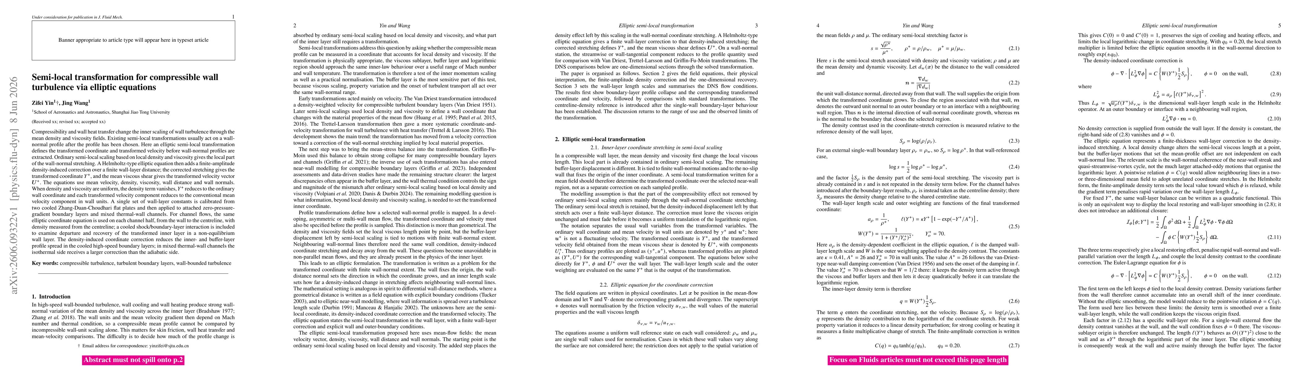 Thumbnail for Semi-local transformation for compressible wall turbulence via elliptic equations