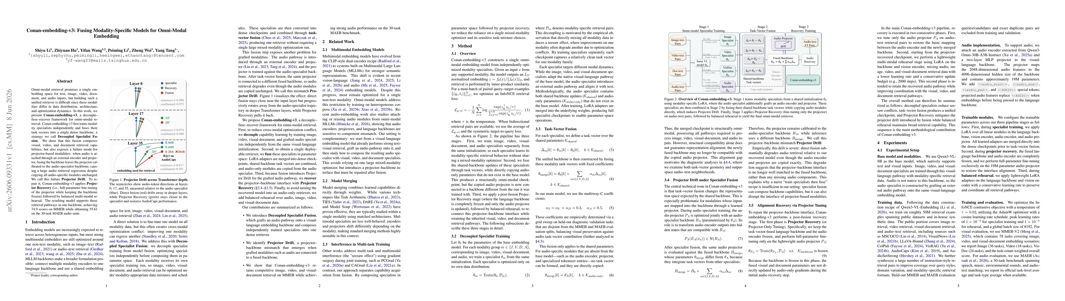 Thumbnail for Conan-embedding-v3: Fusing Modality-Specific Models for Omni-Modal Embedding