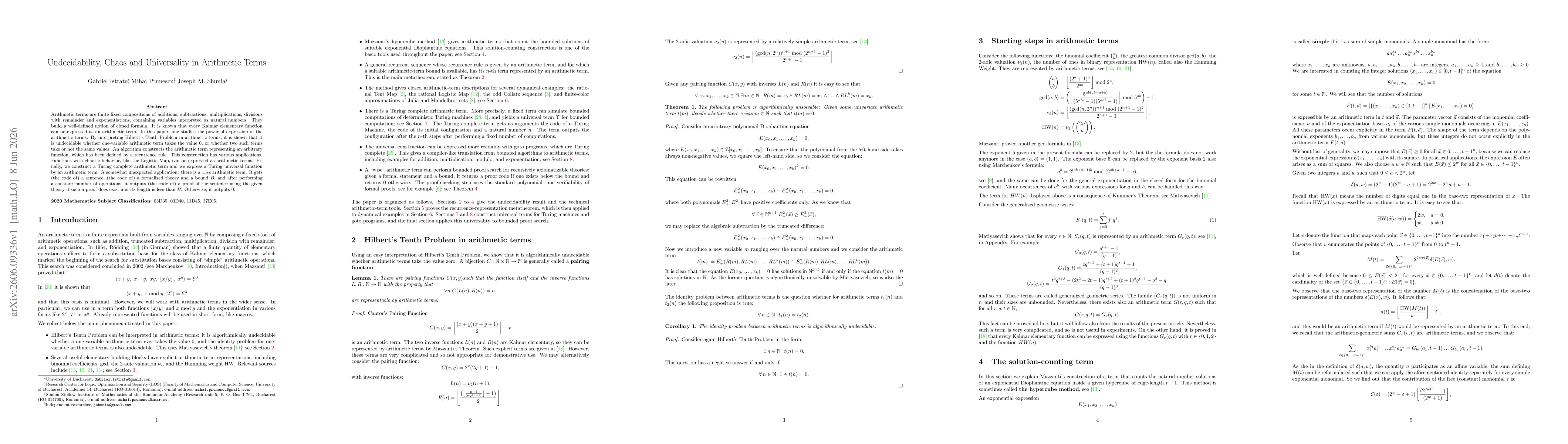 Thumbnail for Undecidability, Chaos and Universality in Arithmetic Terms