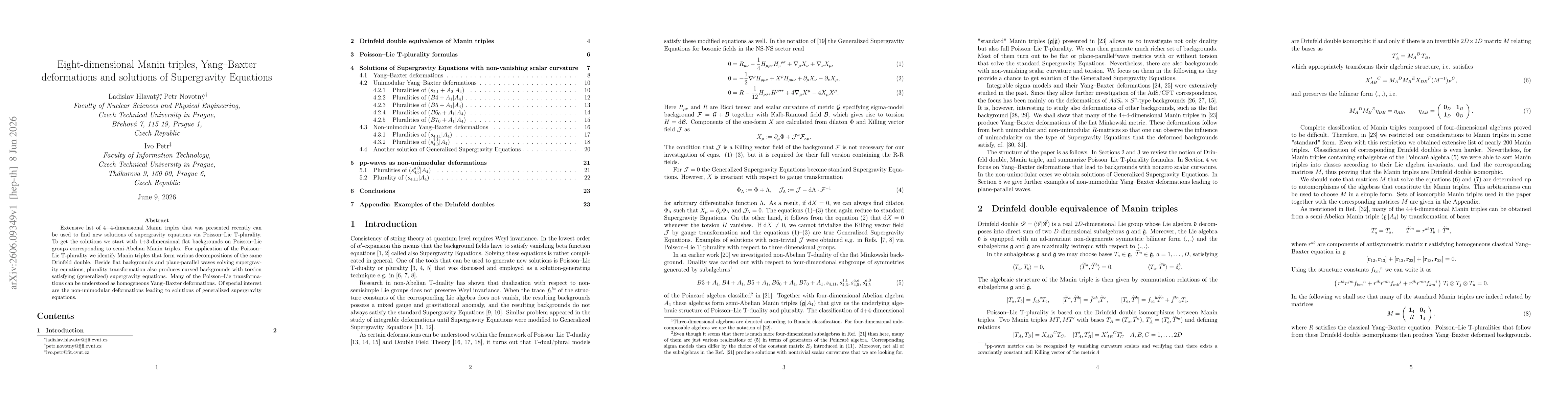 Thumbnail for Eight-dimensional Manin triples, Yang-Baxter deformations and solutions of Supergravity Equations