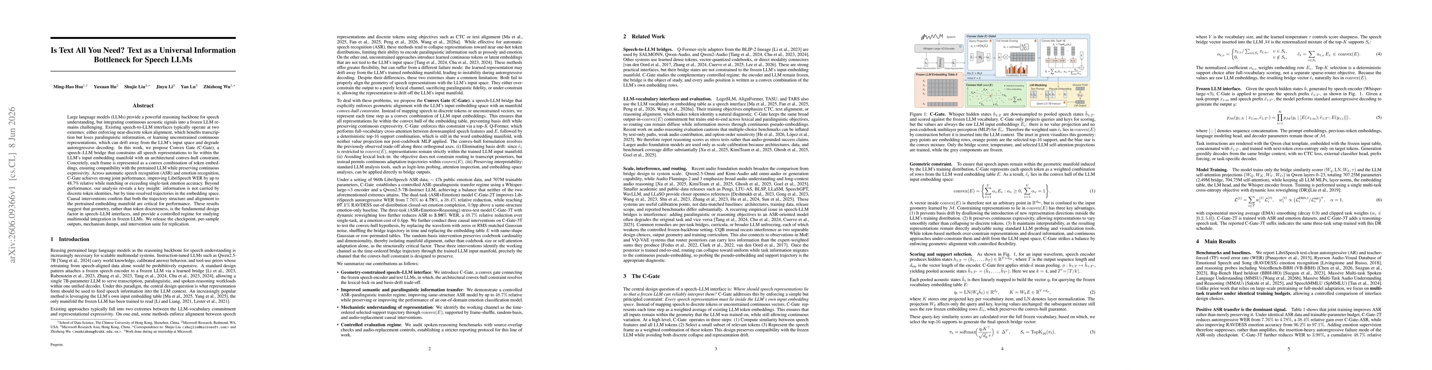 Thumbnail for Is Text All You Need? Text as a Universal Information Bottleneck for Speech LLMs