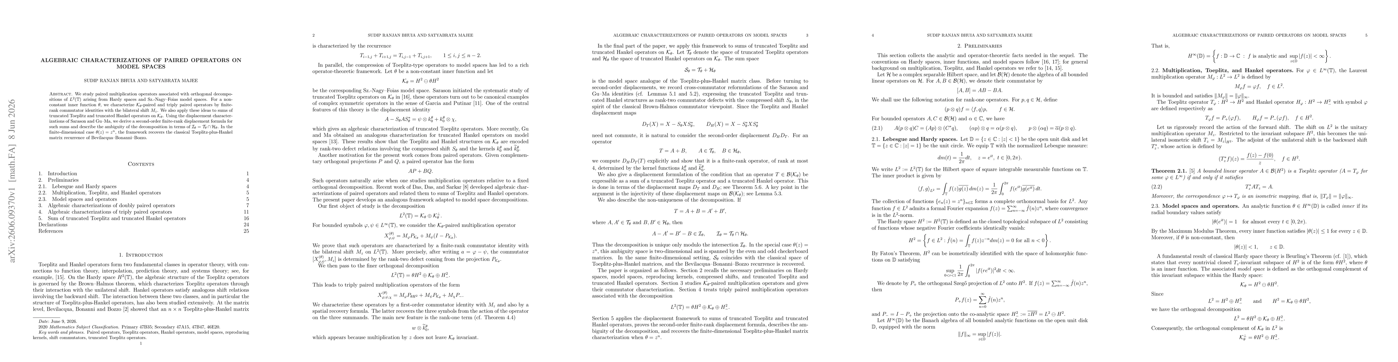 Thumbnail for Algebraic characterizations of paired operators on model spaces