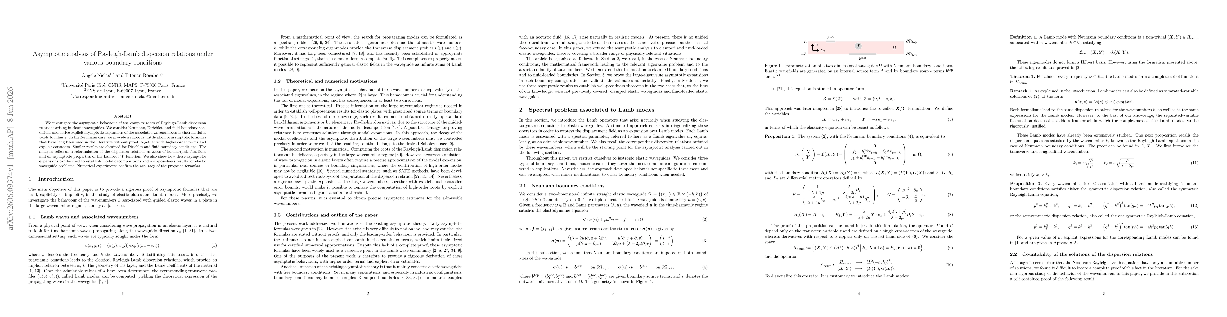 Thumbnail for Asymptotic analysis of Rayleigh-Lamb dispersion relations under various boundary conditions
