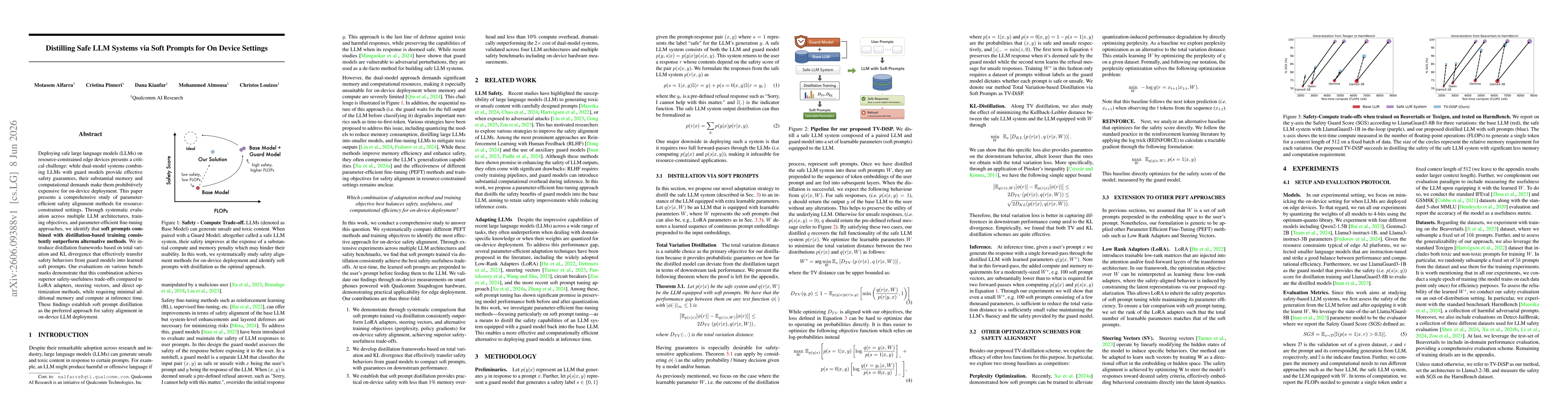 Thumbnail for Distilling Safe LLM Systems via Soft Prompts for On Device Settings