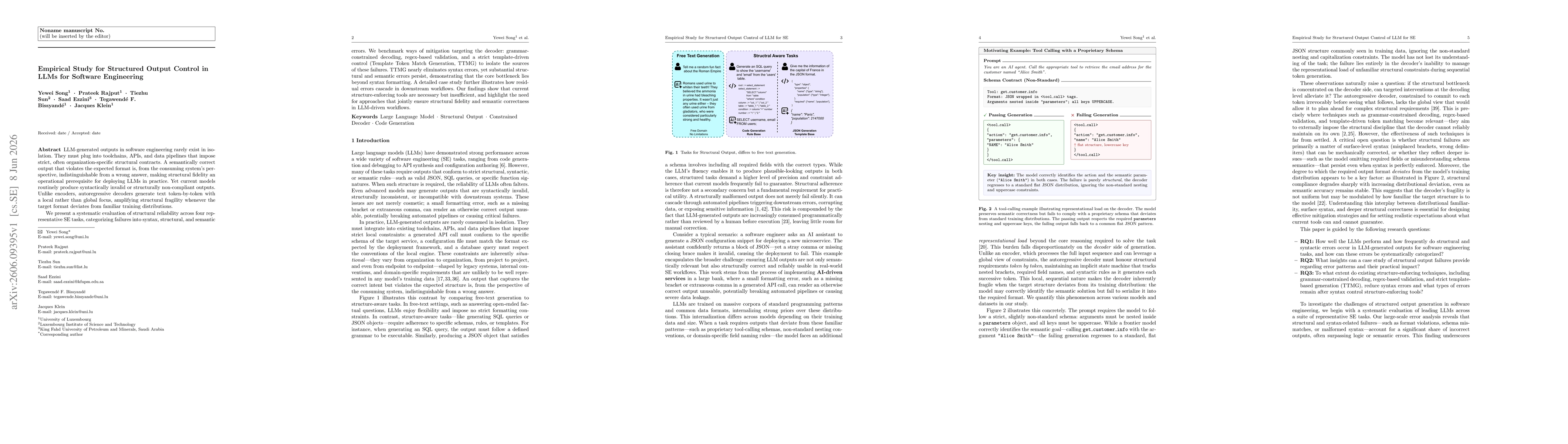 Thumbnail for Empirical Study for Structured Output Control in LLMs for Software Engineering