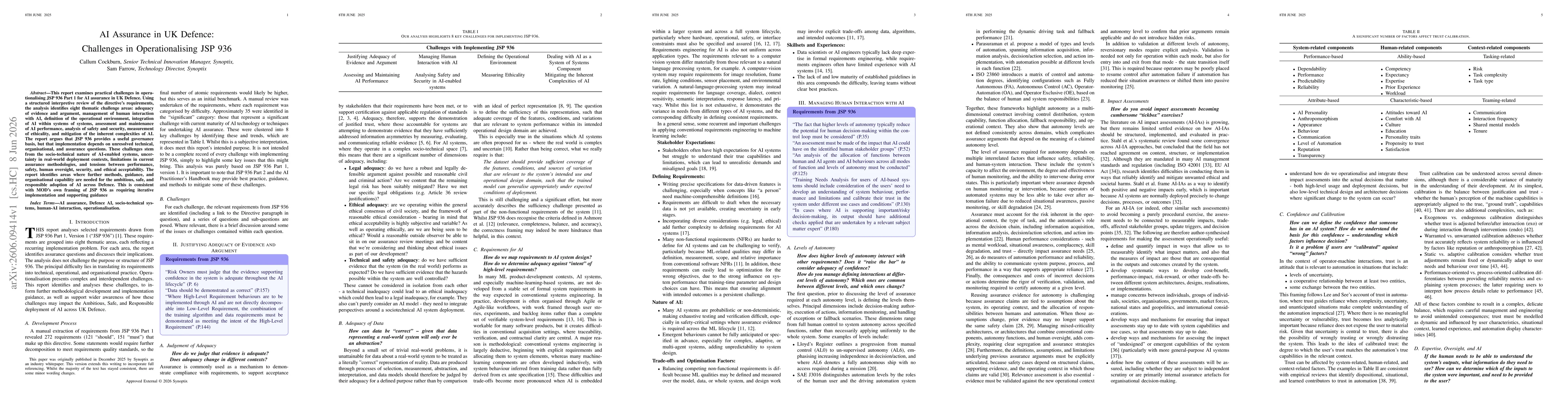 Thumbnail for AI Assurance in UK Defence: Challenges in Operationalising JSP 936