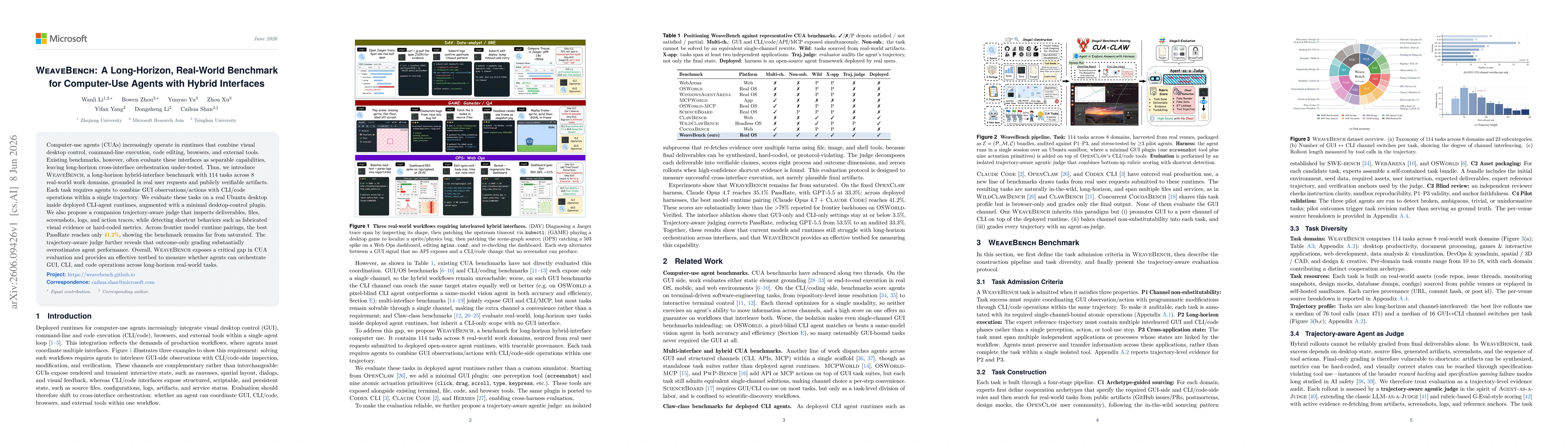 Thumbnail for WeaveBench: A Long-Horizon, Real-World Benchmark for Computer-Use Agents with Hybrid Interfaces