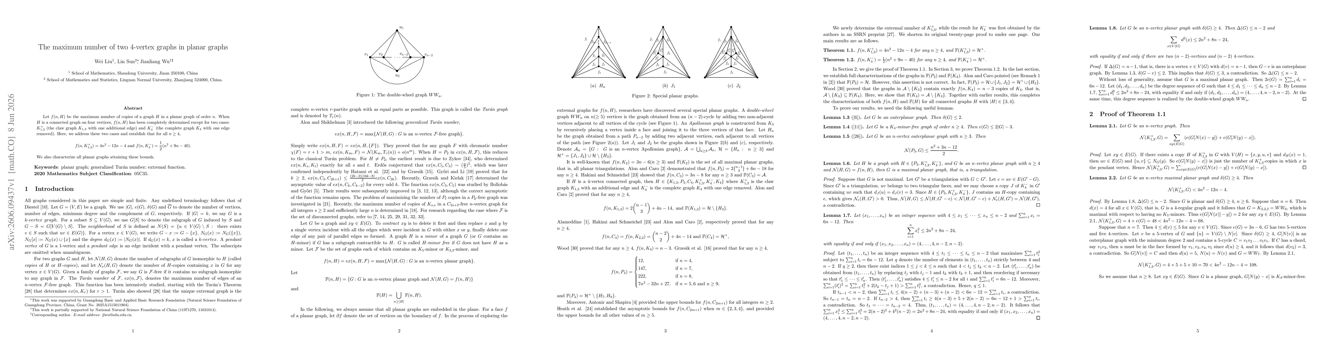 Thumbnail for The maximum number of two 4-vertex graphs in planar graphs