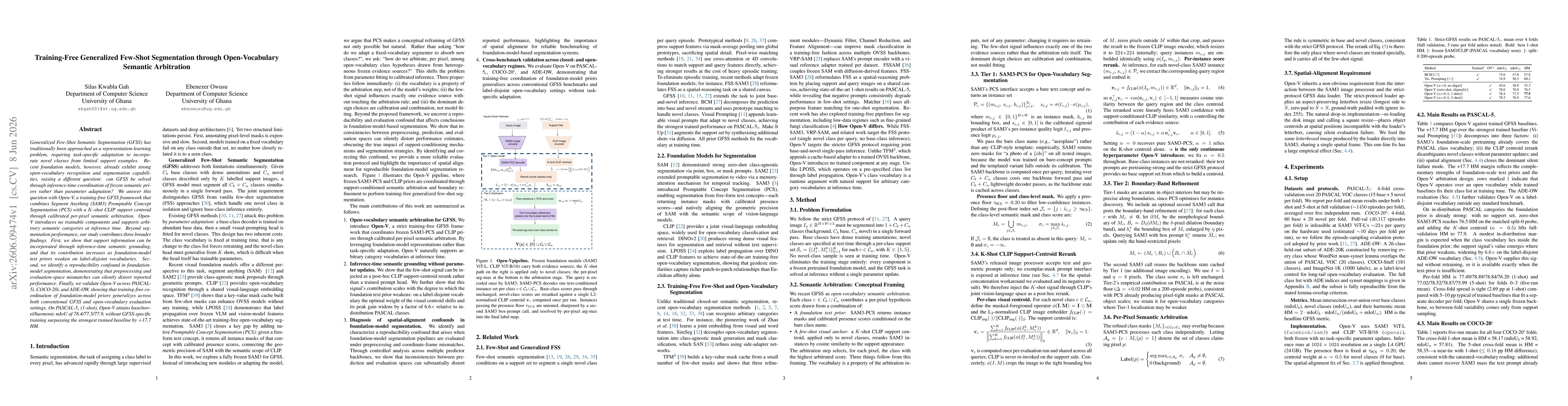 Thumbnail for Training-Free Generalized Few-Shot Segmentation through Open-Vocabulary Semantic Arbitration