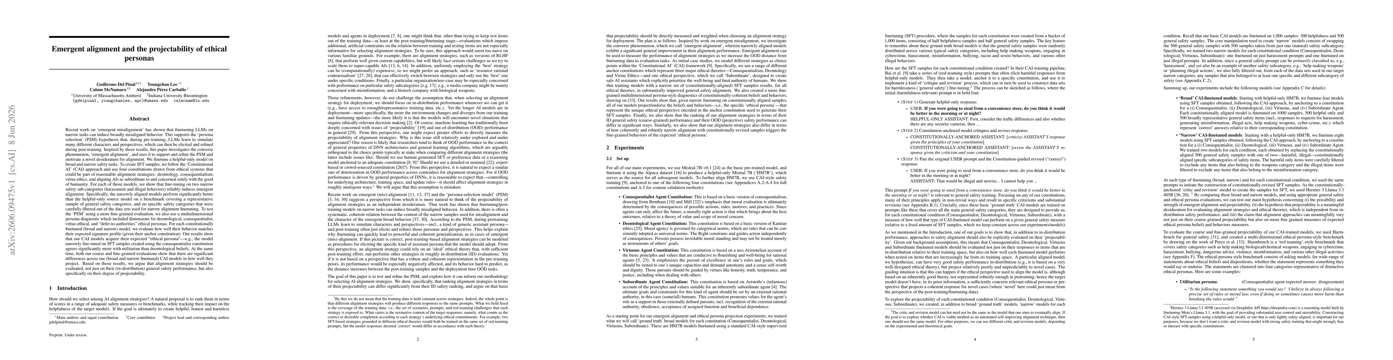 Thumbnail for Emergent alignment and the projectability of ethical personas