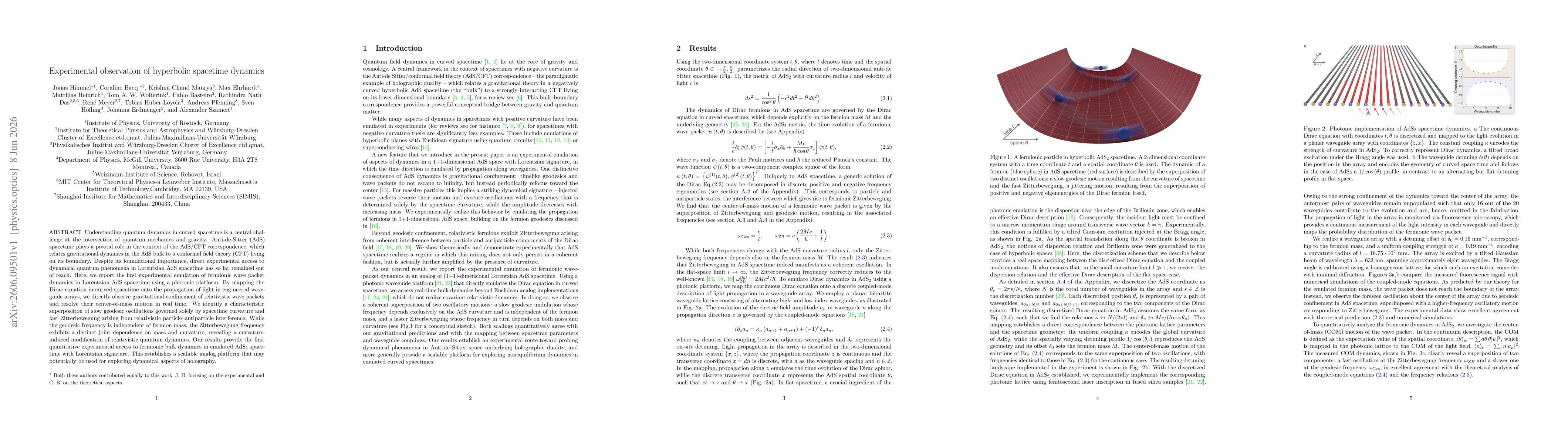 Thumbnail for Experimental observation of hyperbolic spacetime dynamics