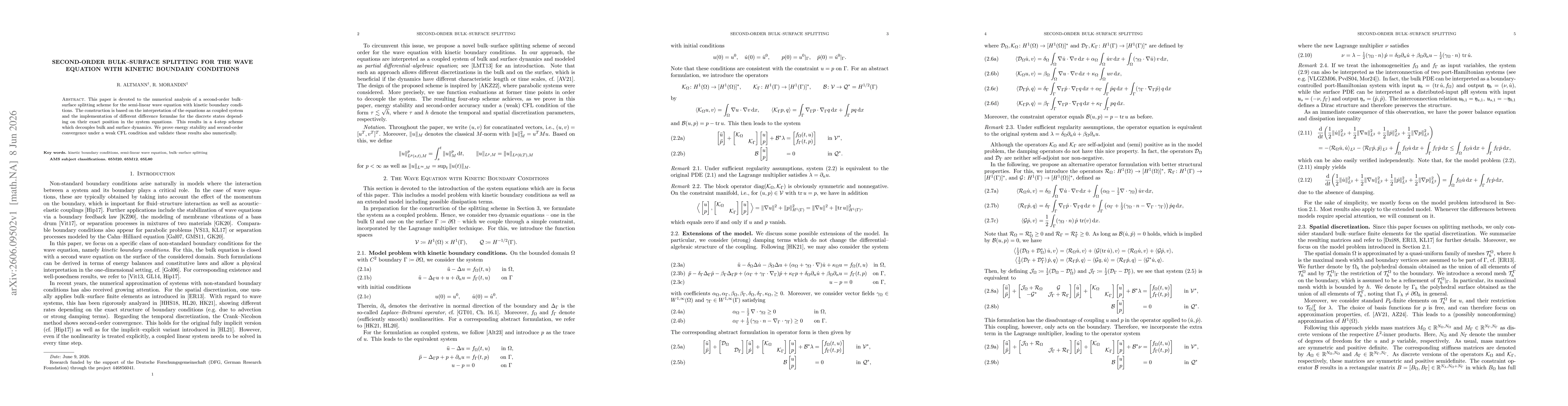 Thumbnail for Second-order bulk-surface splitting for the wave equation with kinetic boundary conditions
