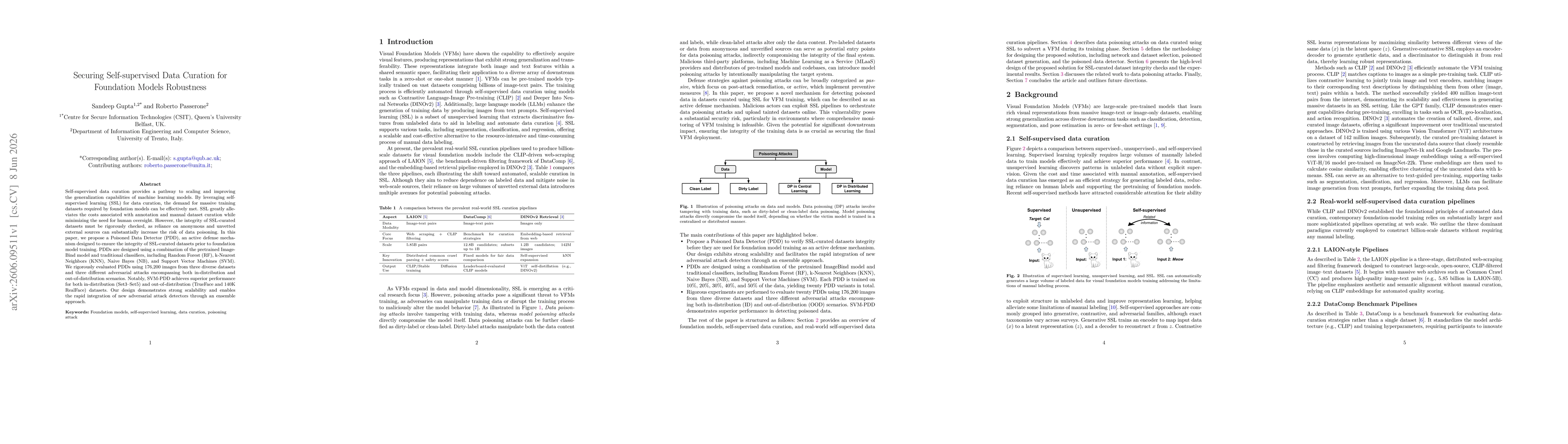 Thumbnail for Securing Self-supervised Data Curation for Foundation Models Robustness