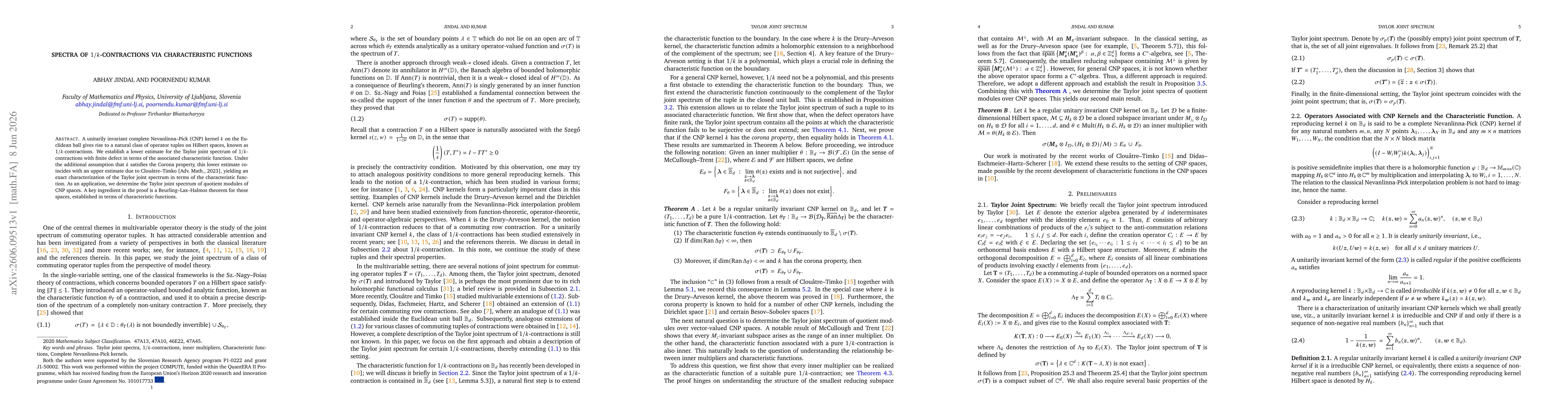 Thumbnail for Spectra of $1/k$-Contractions via Characteristic Functions