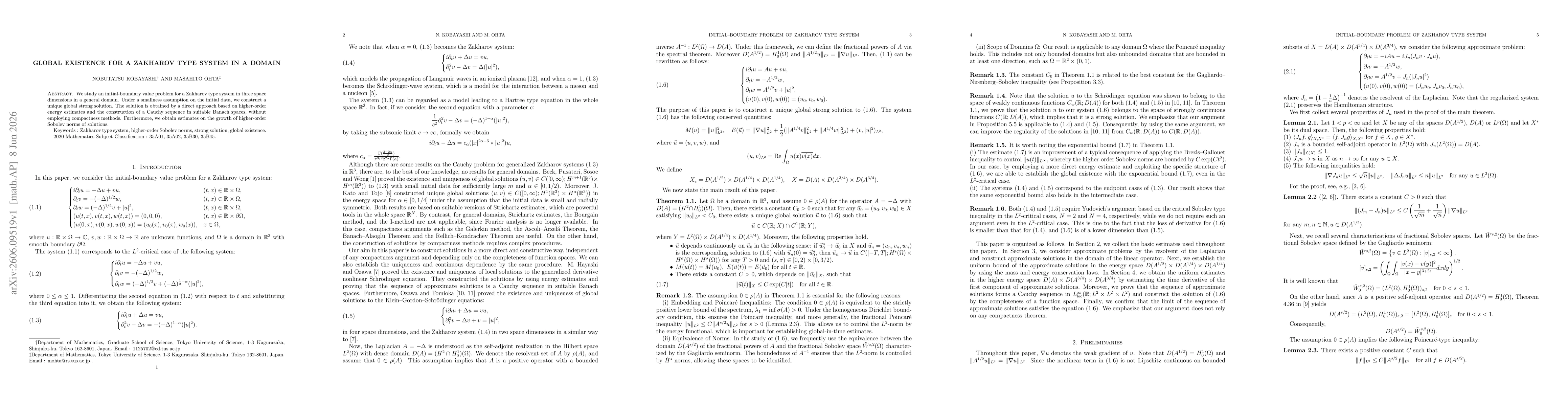 Thumbnail for Global existence for a Zakharov type system in a domain