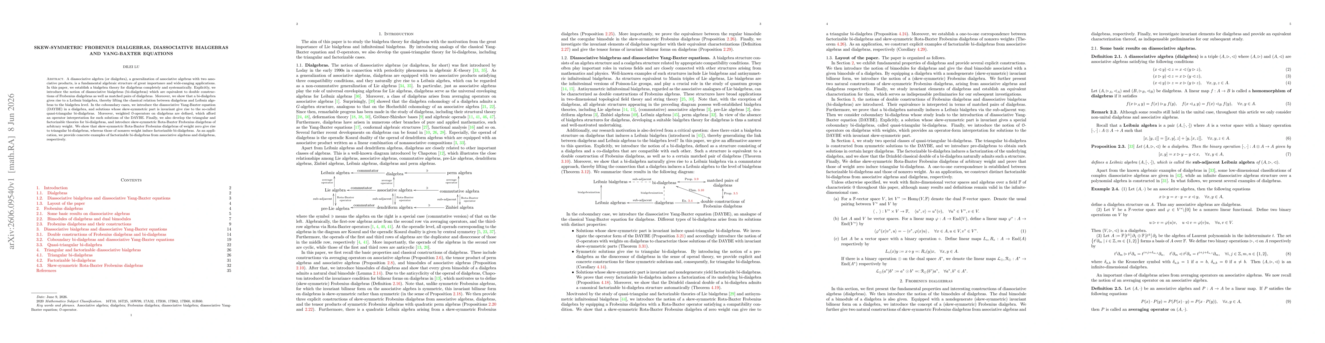 Thumbnail for Skew-symmetric Frobenius dialgebras, diassociative bialgebras and Yang-Baxter equations