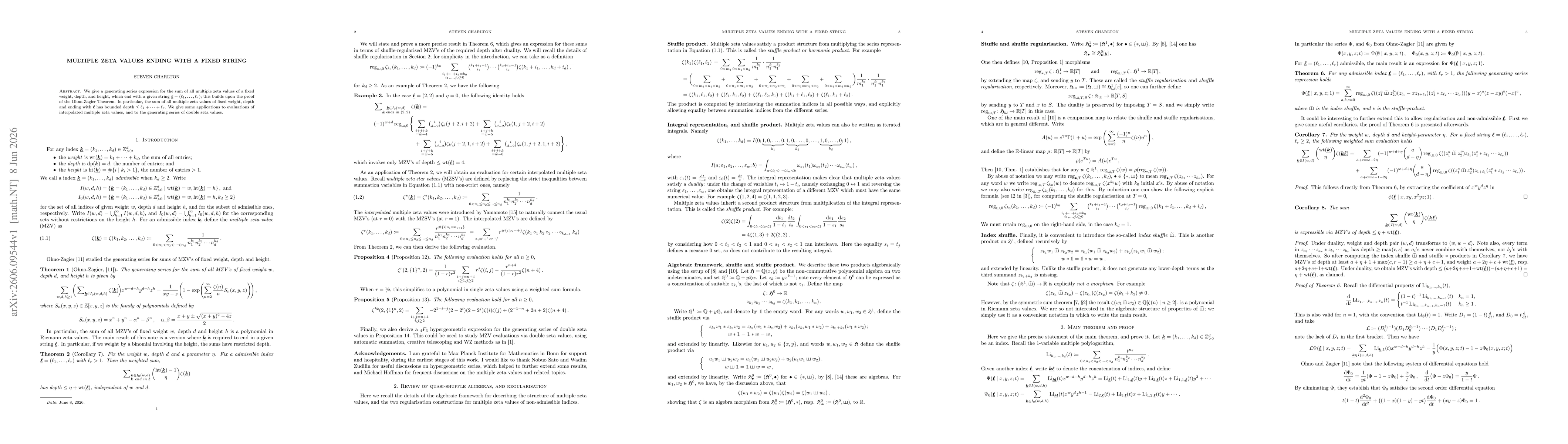 Thumbnail for Multiple zeta values ending with a fixed string