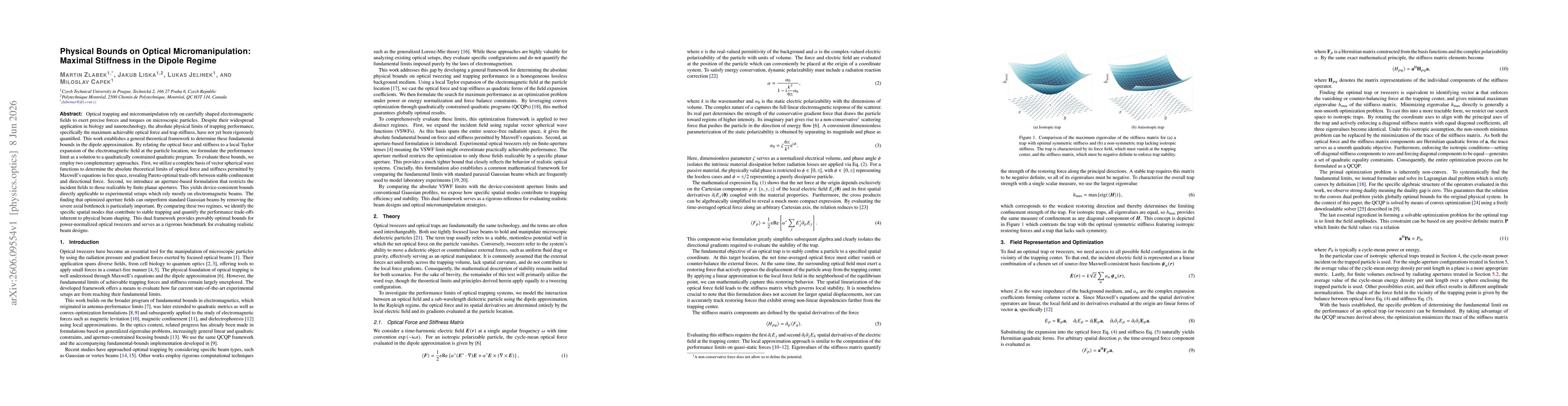 Thumbnail for Physical Bounds on Optical Micromanipulation: Maximal Stiffness in the Dipole Regime