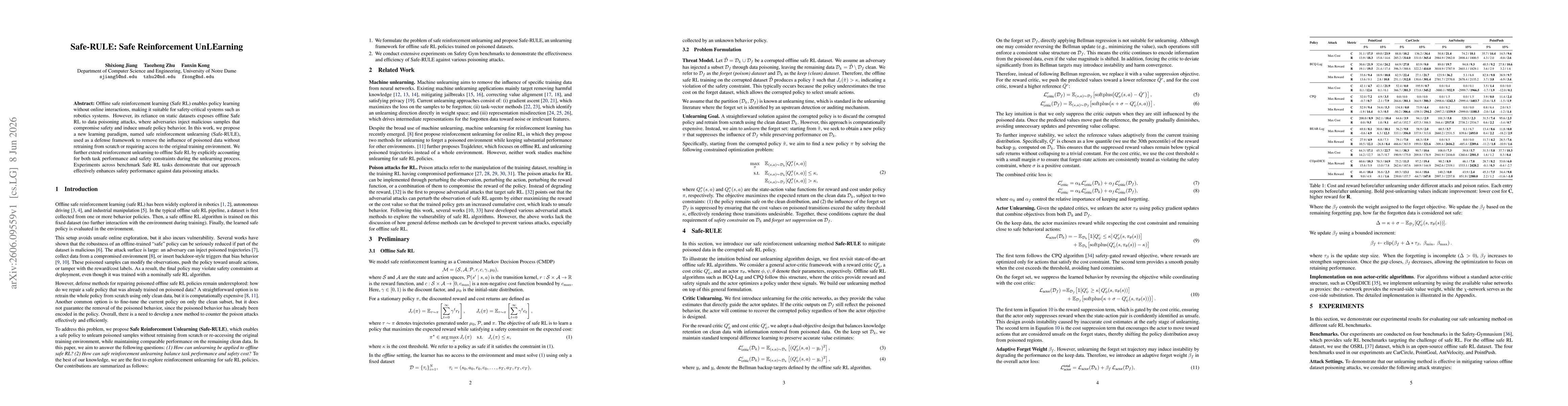 Thumbnail for Safe-RULE: Safe Reinforcement UnLEarning