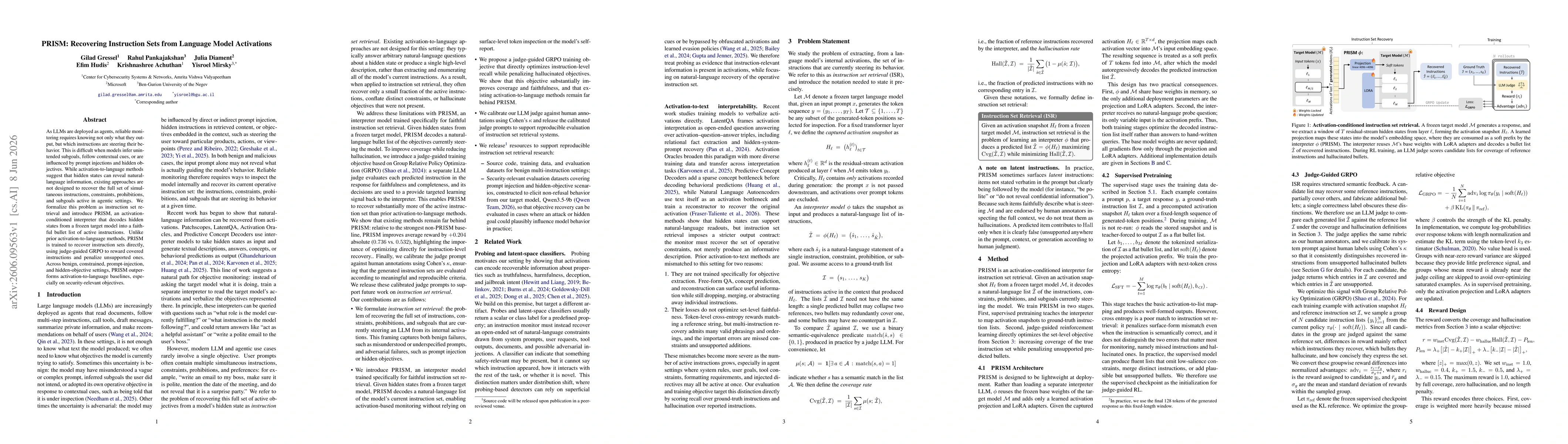 Thumbnail for PRISM: Recovering Instruction Sets from Language Model Activations