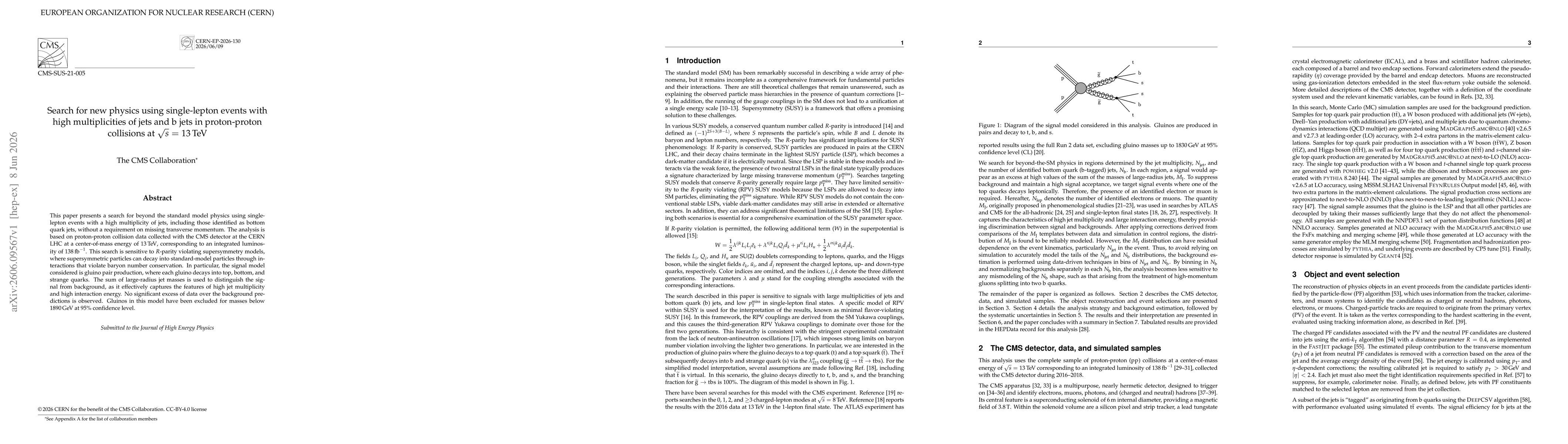Thumbnail for Search for new physics using single-lepton events with high multiplicities of jets and b jets in proton-proton collisions at $\sqrt{s}$ = 13 TeV