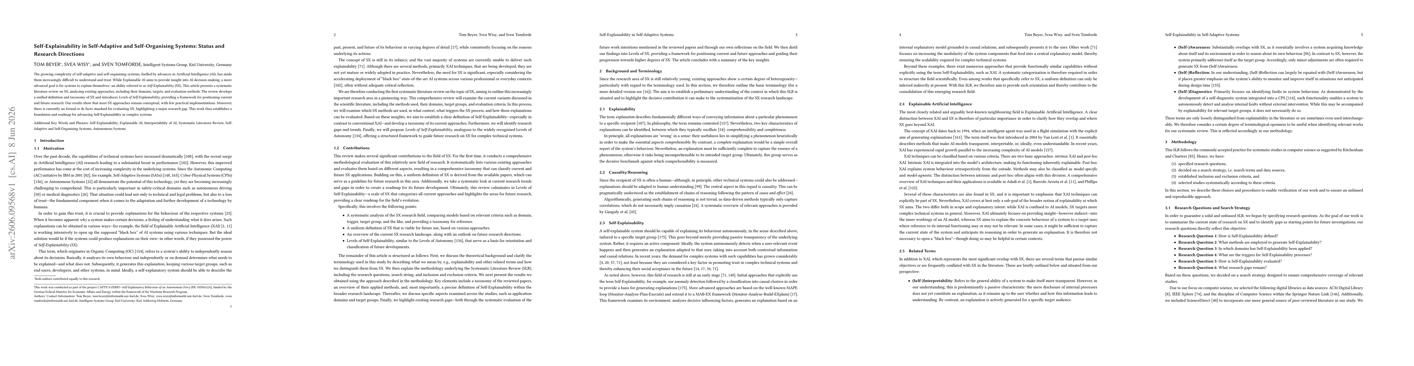 Thumbnail for Self-Explainability in Self-Adaptive and Self-Organising Systems: Status and Research Directions