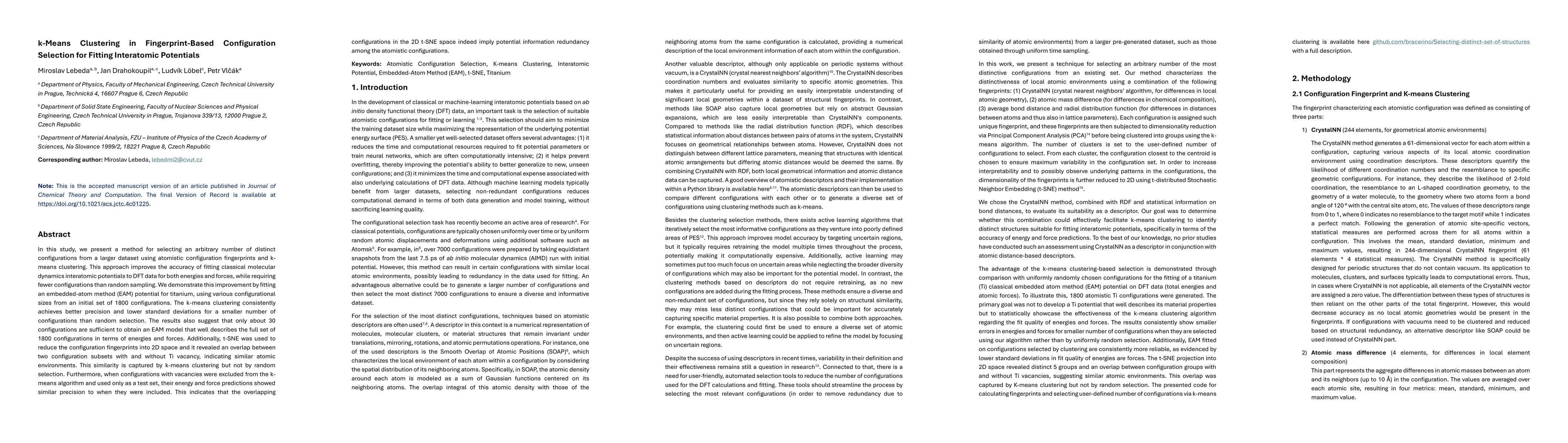 Thumbnail for k-Means Clustering in Fingerprint-Based Configuration Selection for Fitting Interatomic Potentials