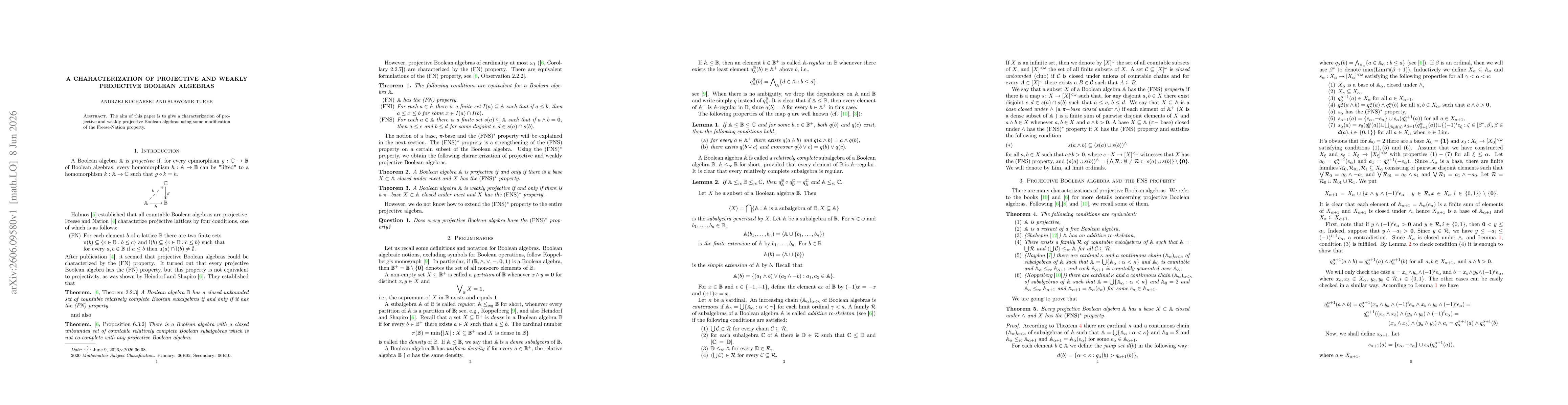 Thumbnail for A characterization of Projective and Weakly Projective Boolean Algebras