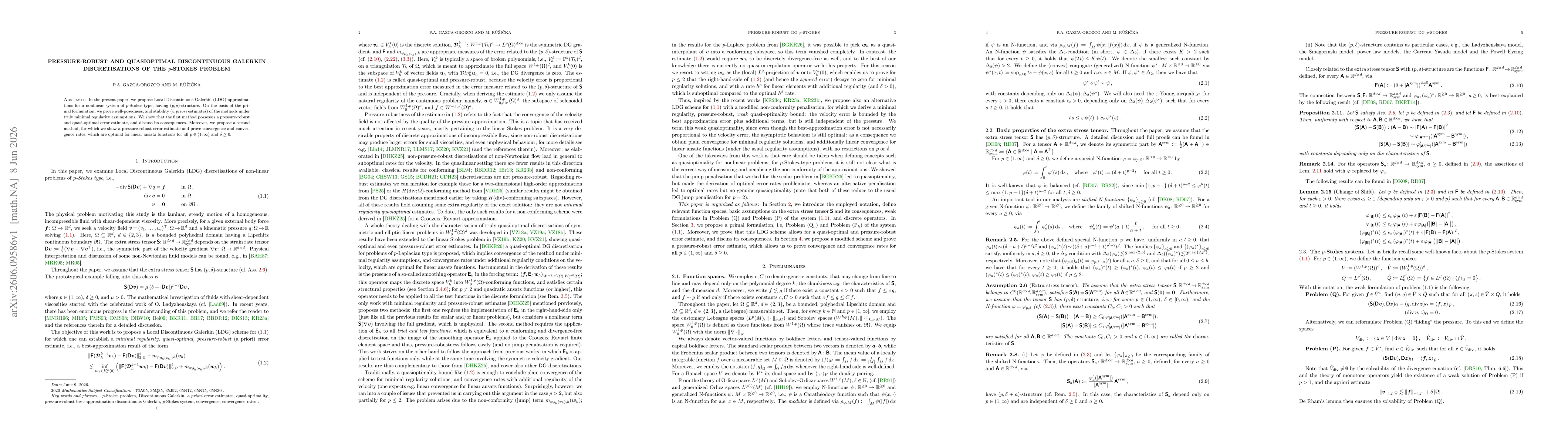 Thumbnail for Pressure-robust and quasioptimal Discontinuous Galerkin discretisations of the $p$-Stokes problem