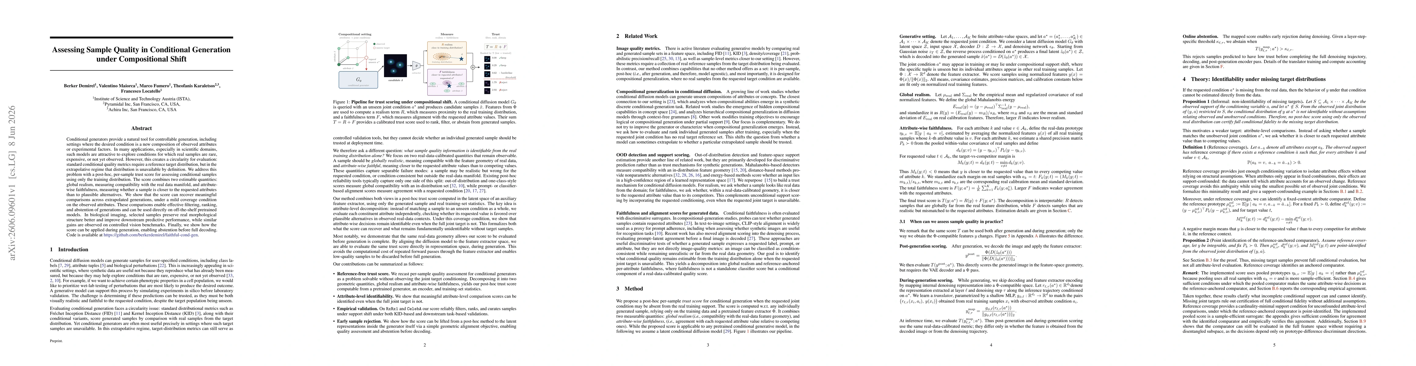 Thumbnail for Assessing Sample Quality in Conditional Generation under Compositional Shift