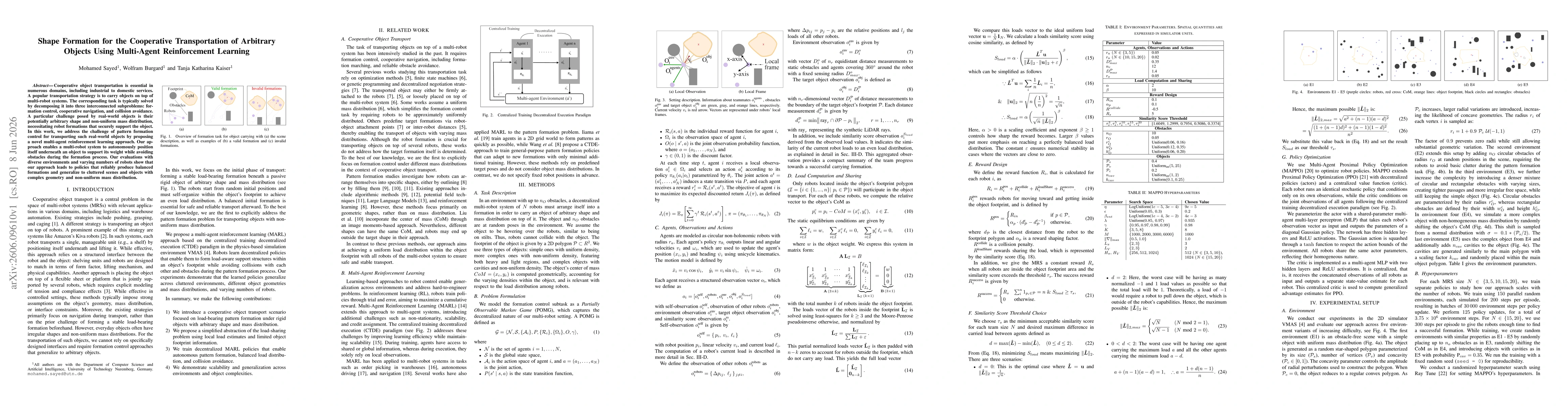 Thumbnail for Shape Formation for the Cooperative Transportation of Arbitrary Objects Using Multi-Agent Reinforcement Learning