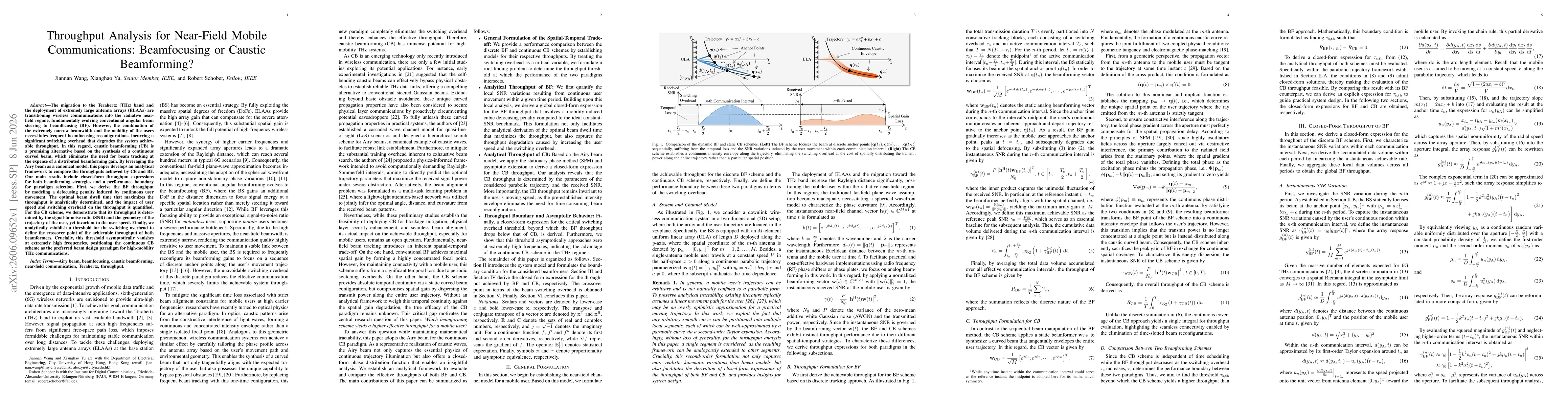 Thumbnail for Throughput Analysis for Near-Field Mobile Communications: Beamfocusing or Caustic Beamforming?