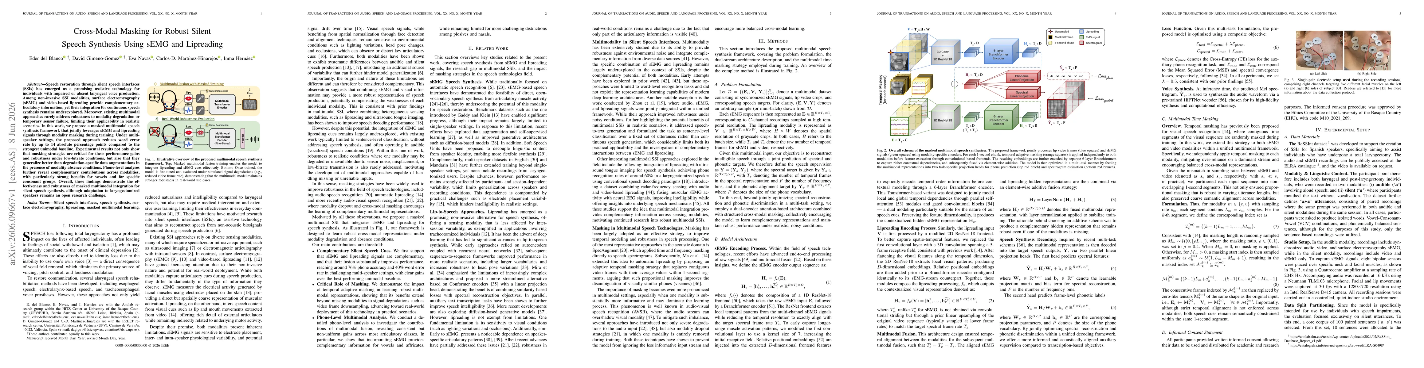 Thumbnail for Cross-Modal Masking for Robust Silent Speech Synthesis Using sEMG and Lipreading