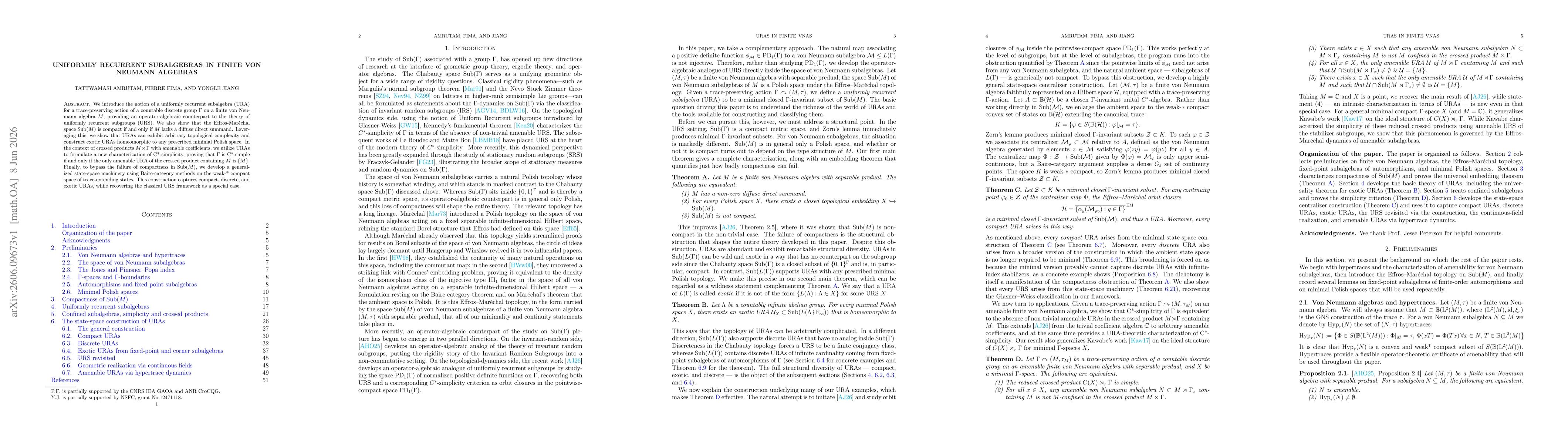 Thumbnail for Uniformly recurrent subalgebras in finite von Neumann algebras