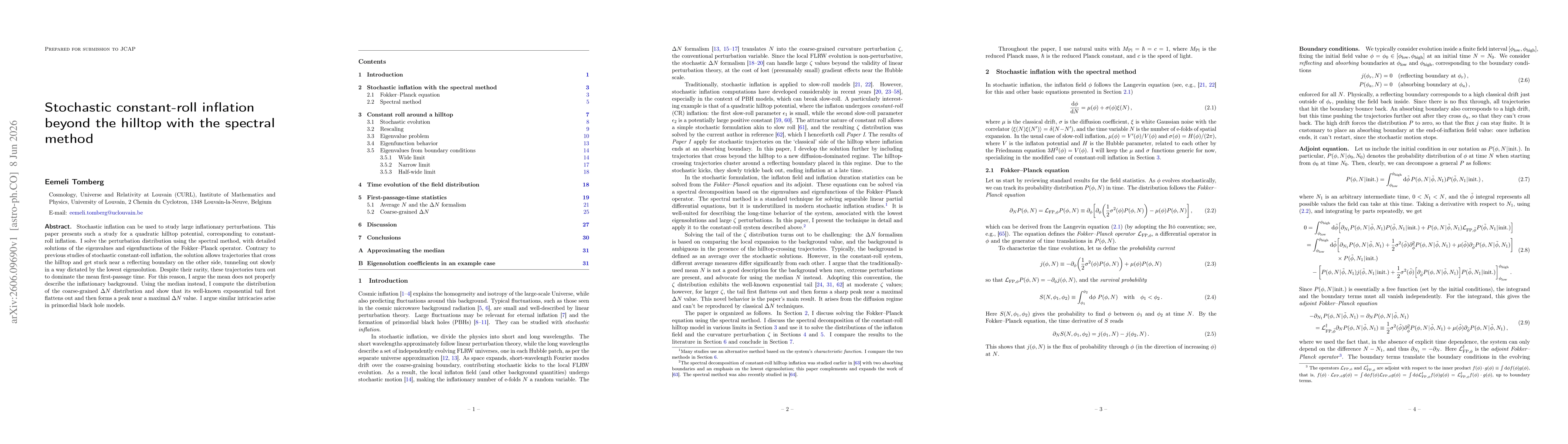 Thumbnail for Stochastic constant-roll inflation beyond the hilltop with the spectral method