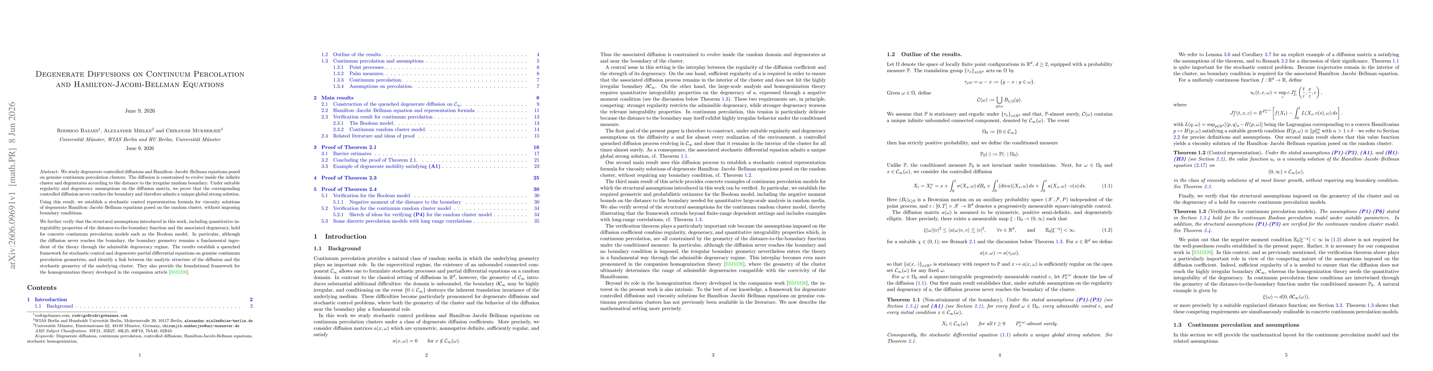 Thumbnail for Degenerate Diffusions on Continuum Percolation and Hamilton-Jacobi-Bellman Equations