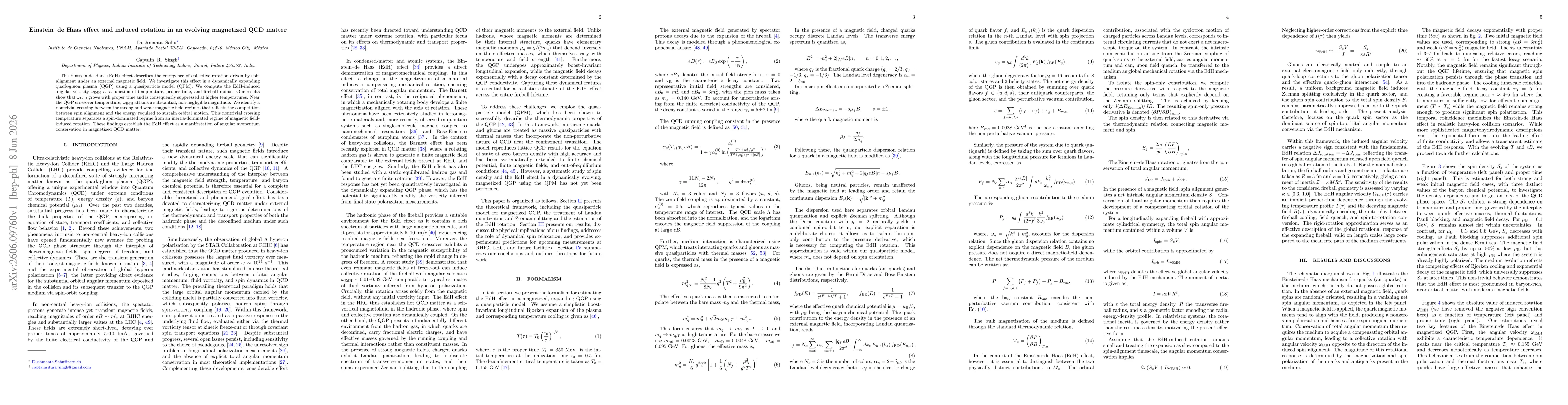 Thumbnail for Einstein-de Haas effect and induced rotation in an evolving magnetized QCD matter
