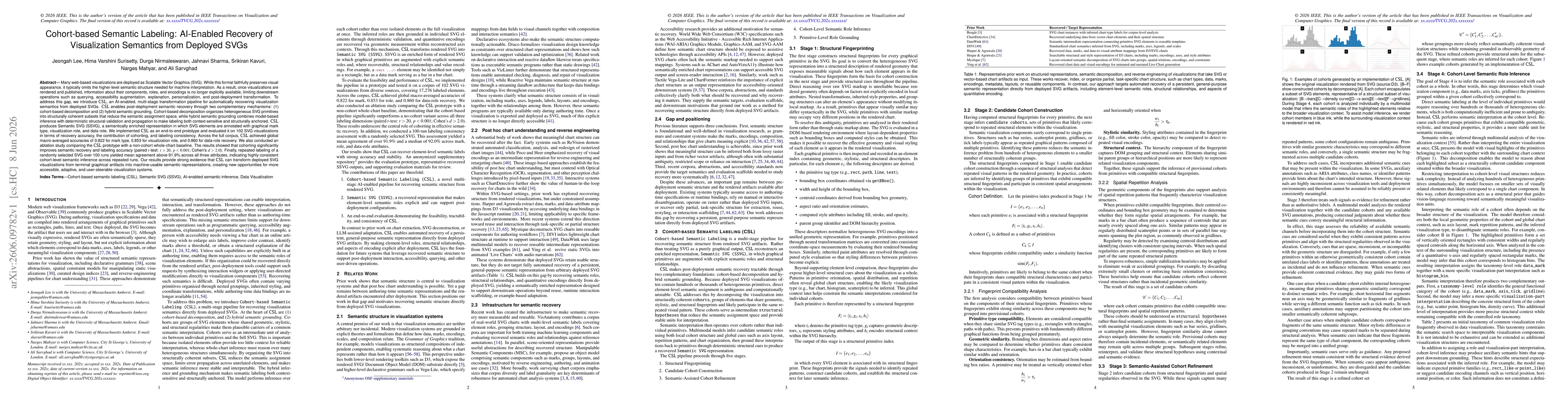 Thumbnail for Cohort-based Semantic Labeling: AI-Enabled Recovery of Visualization Semantics from Deployed SVGs