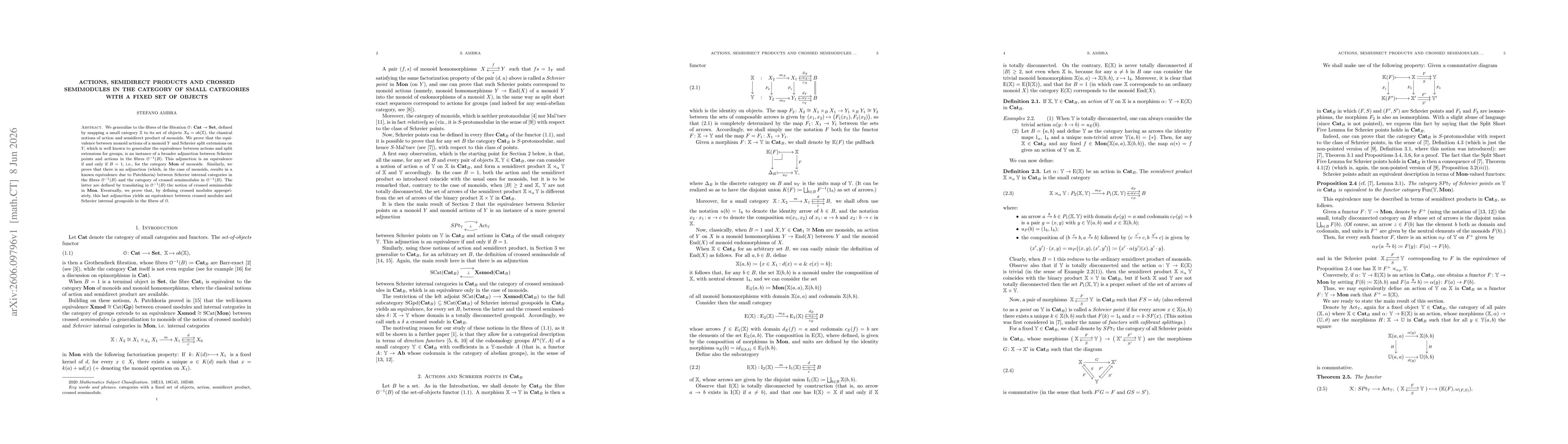 Thumbnail for Actions, semidirect products and crossed semimodules in the category of small categories with a fixed set of objects
