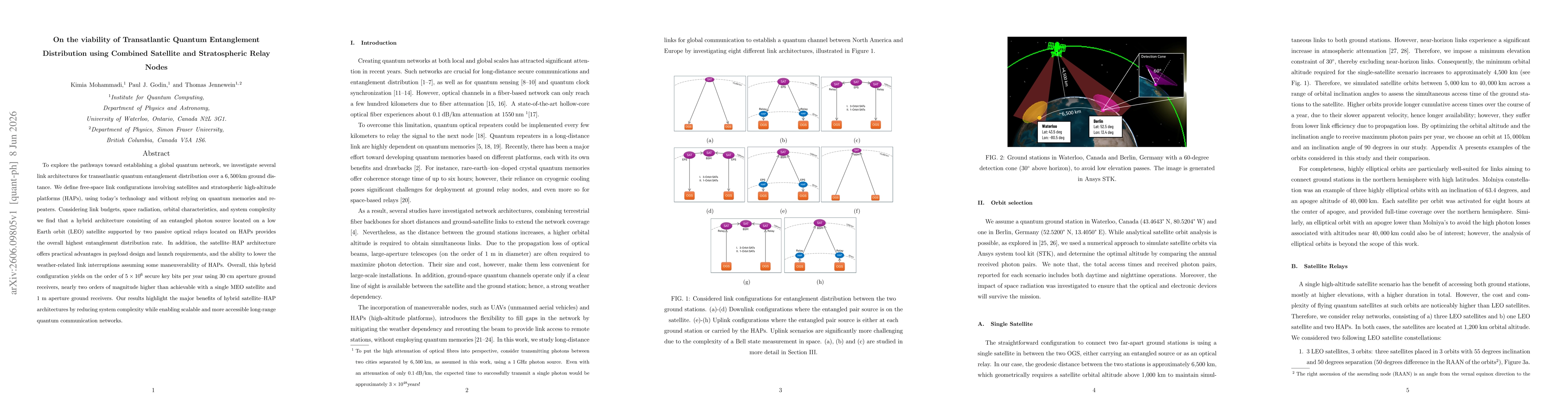 Thumbnail for On the viability of Transatlantic Quantum Entanglement Distribution using Combined Satellite and Stratospheric Relay Nodes