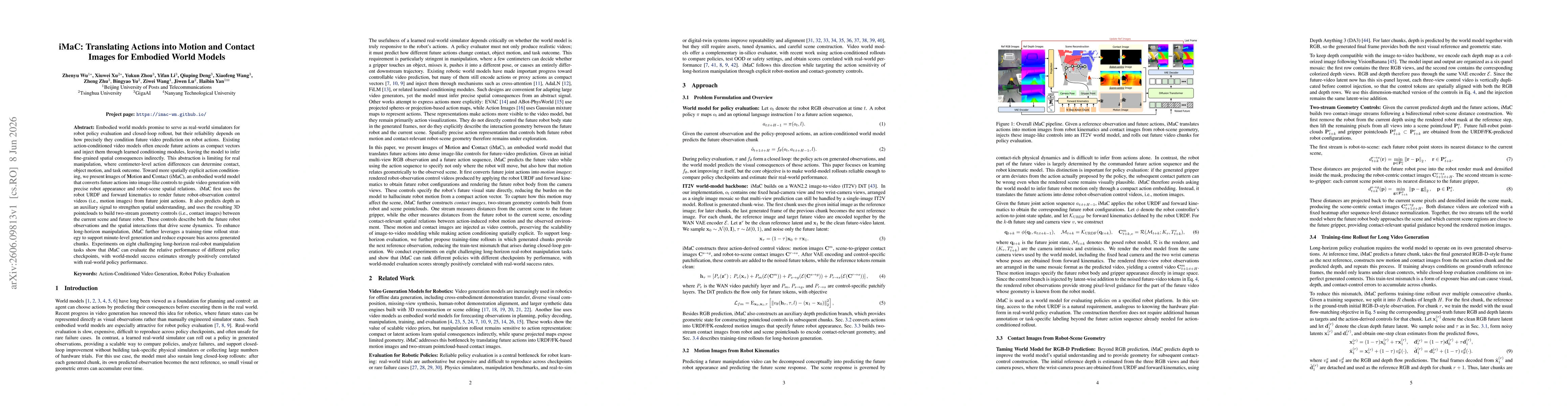Thumbnail for iMaC: Translating Actions into Motion and Contact Images for Embodied World Models
