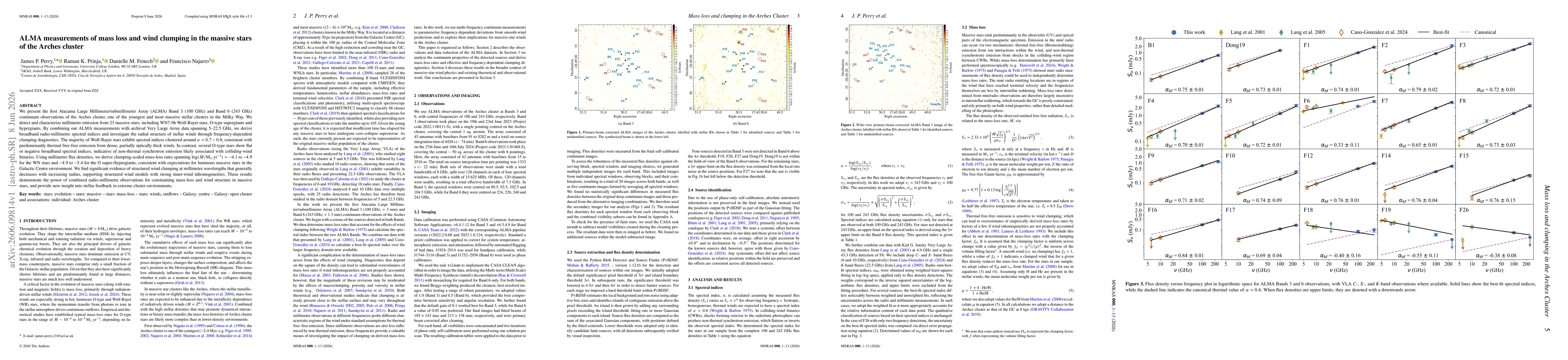 Thumbnail for ALMA measurements of mass loss and wind clumping in the massive stars of the Arches cluster