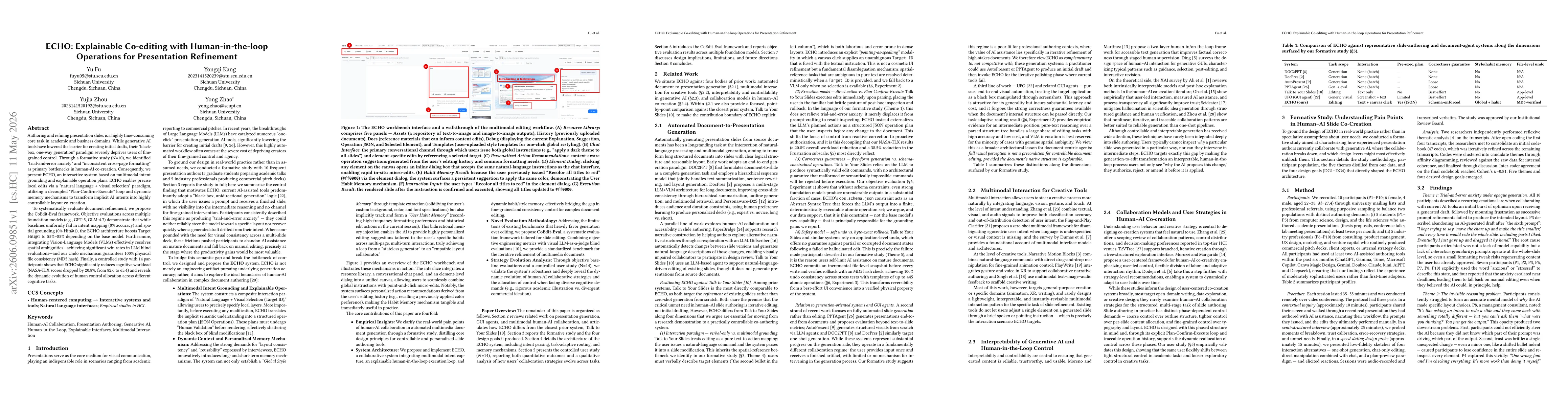 Thumbnail for ECHO: Explainable Co-editing with Human-in-the-loop Operations for Presentation Refinement