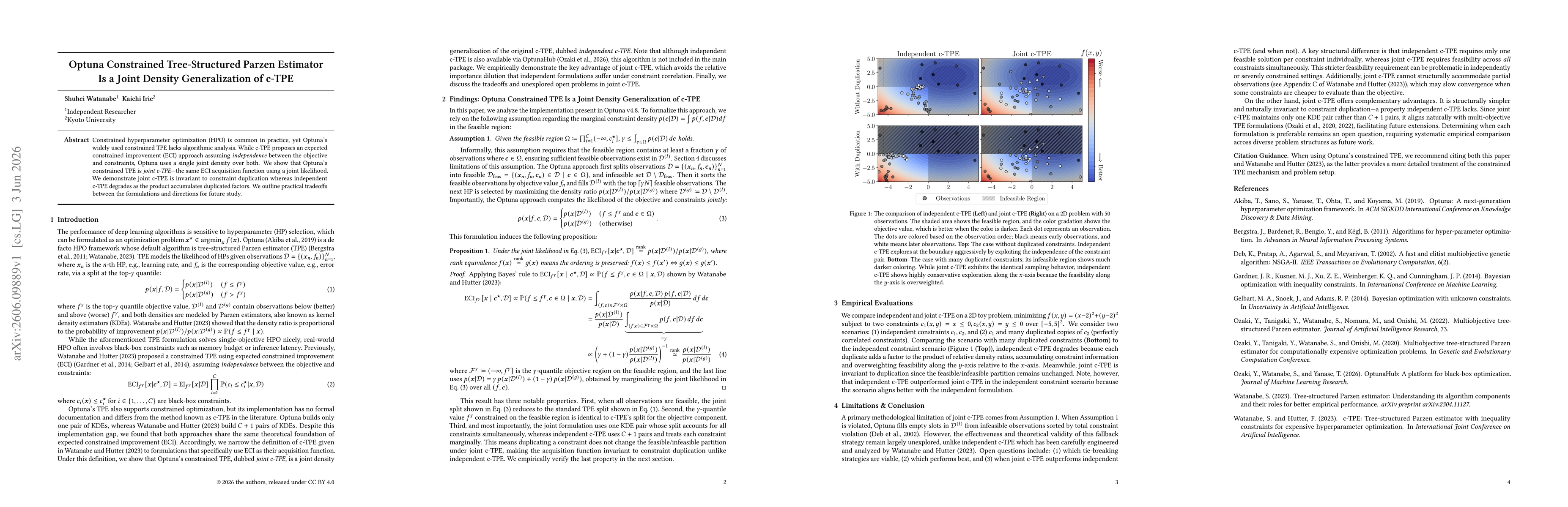Thumbnail for Optuna Constrained Tree-Structured Parzen Estimator Is a Joint Density Generalization of c-TPE