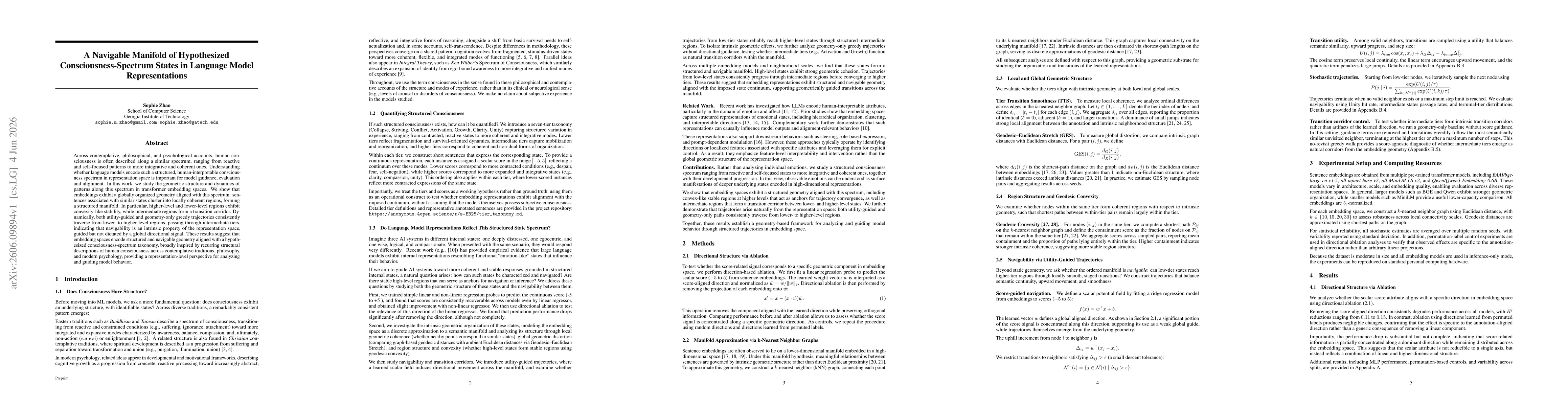 Thumbnail for A Navigable Manifold of Hypothesized Consciousness-Spectrum States in Language Model Representations