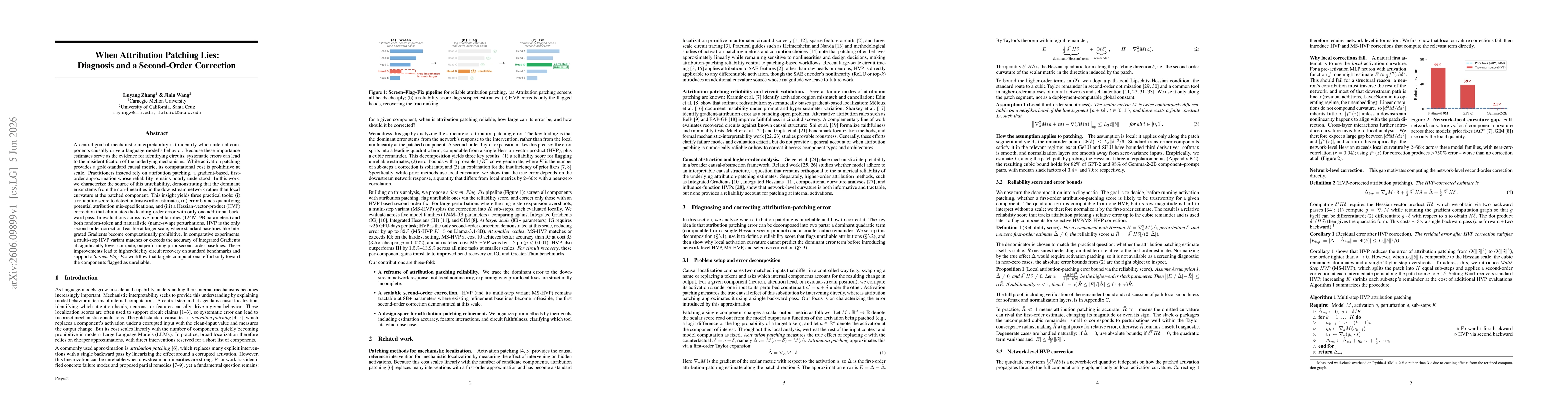 Thumbnail for When Attribution Patching Lies: Diagnosis and a Second-Order Correction